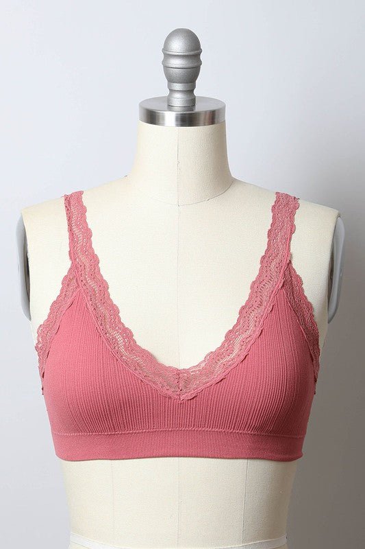 Laceys Trim Padded Bralette - ivyandlavyboutique Leto Accessories