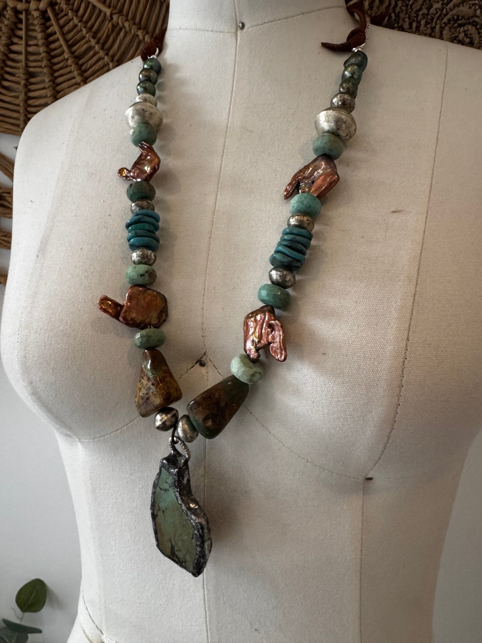 Layers of Love Slab Turquoise Necklace - ivyandlavyboutique ivyandlavyboutique