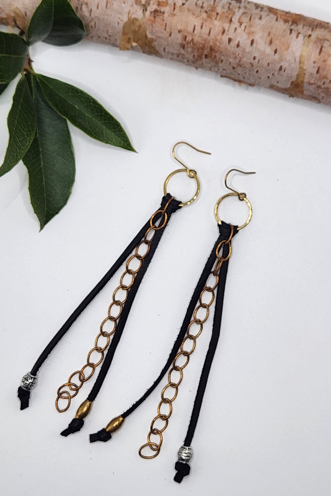 Leather Tassel & Chain Drop Earrings - ivyandlavyboutique Spirit Lala