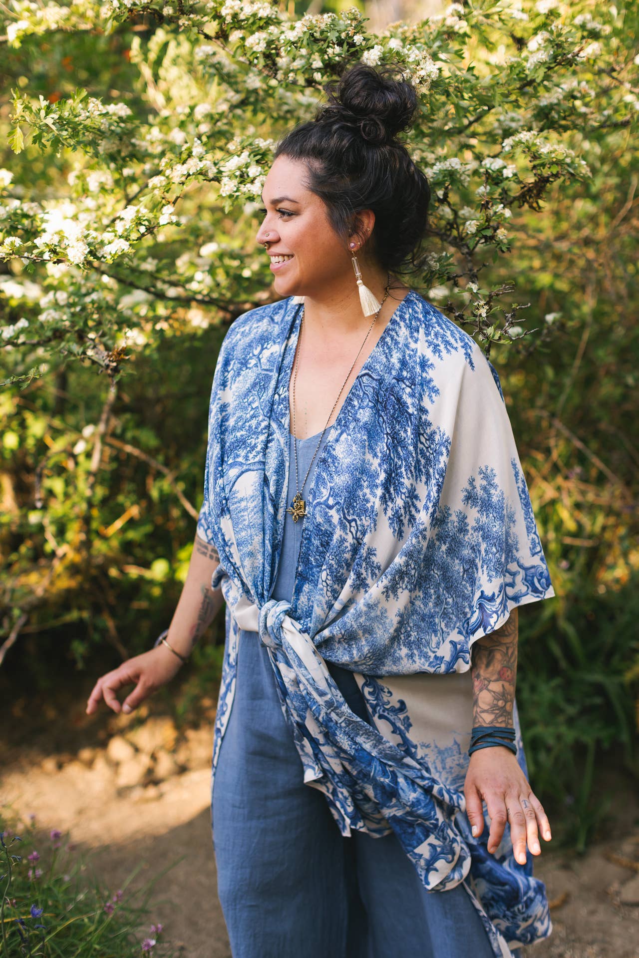 Let The Light In Bohemian Goddess Starduster Kimono w Delft - ivyandlavyboutique Market of Stars (USA)
