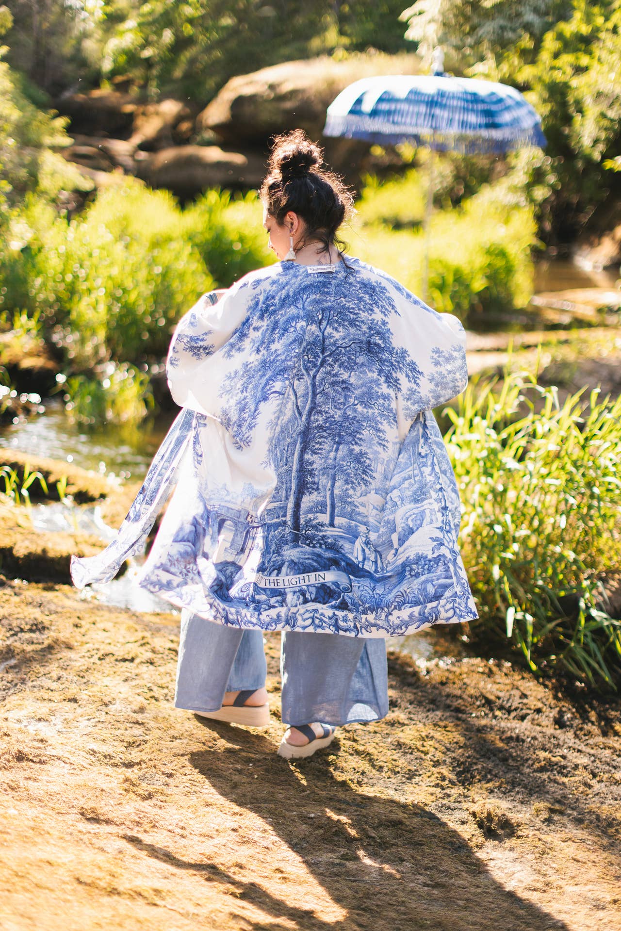 Let The Light In Bohemian Goddess Starduster Kimono w Delft - ivyandlavyboutique Market of Stars (USA)