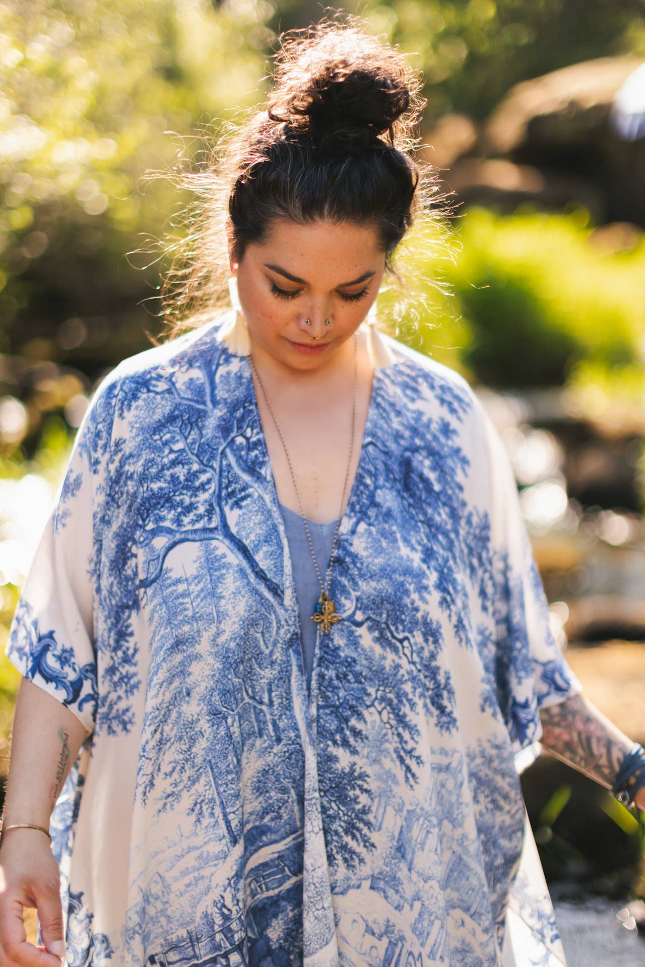 Let The Light In Bohemian Goddess Starduster Kimono w Delft - ivyandlavyboutique Market of Stars (USA)