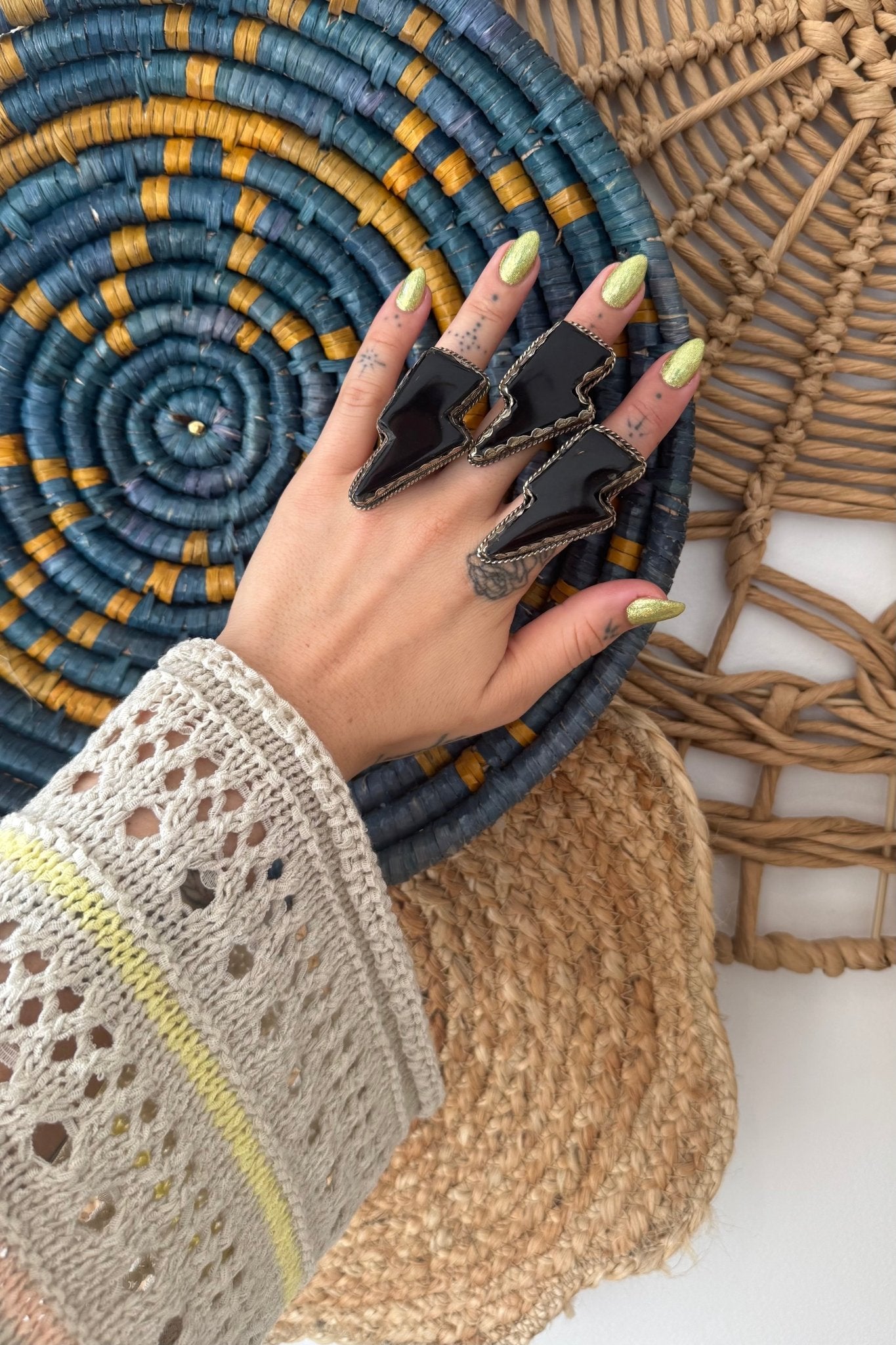 Lightning Bolt Ring in Black - ivyandlavyboutique ivyandlavyboutique