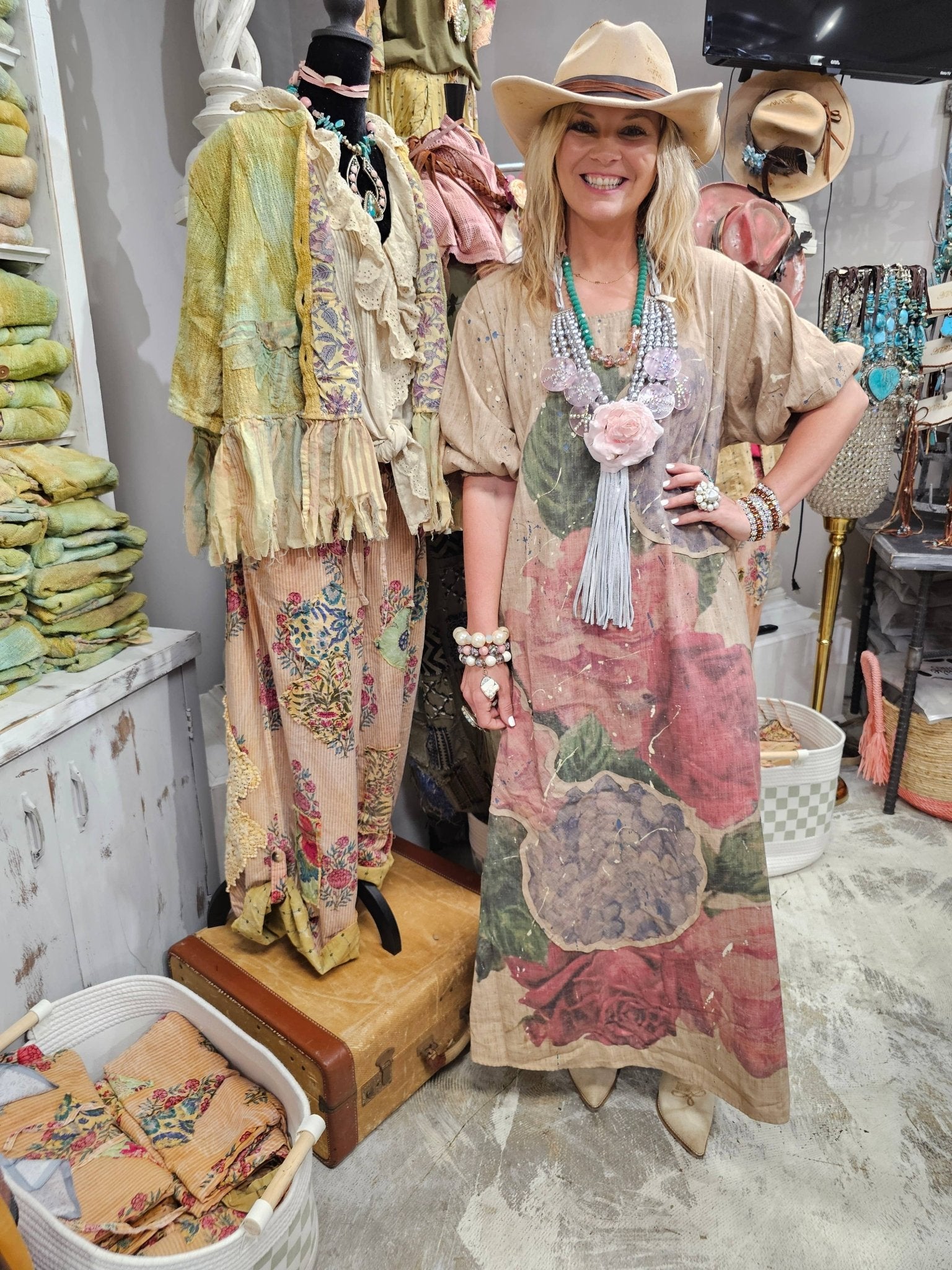 Linen Rose Dress - ivyandlavyboutique A Rare Bird Shop