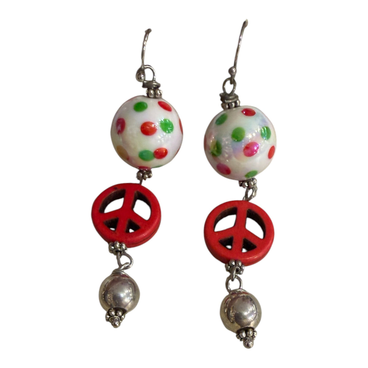 Little Christmas Peace Sign Earrings - Boho Wanderlust Boutique Art by Amy