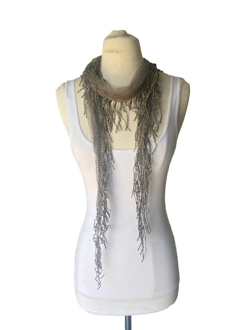 Little Triangle Lace Scarf in Grey - ivyandlavyboutique J & X