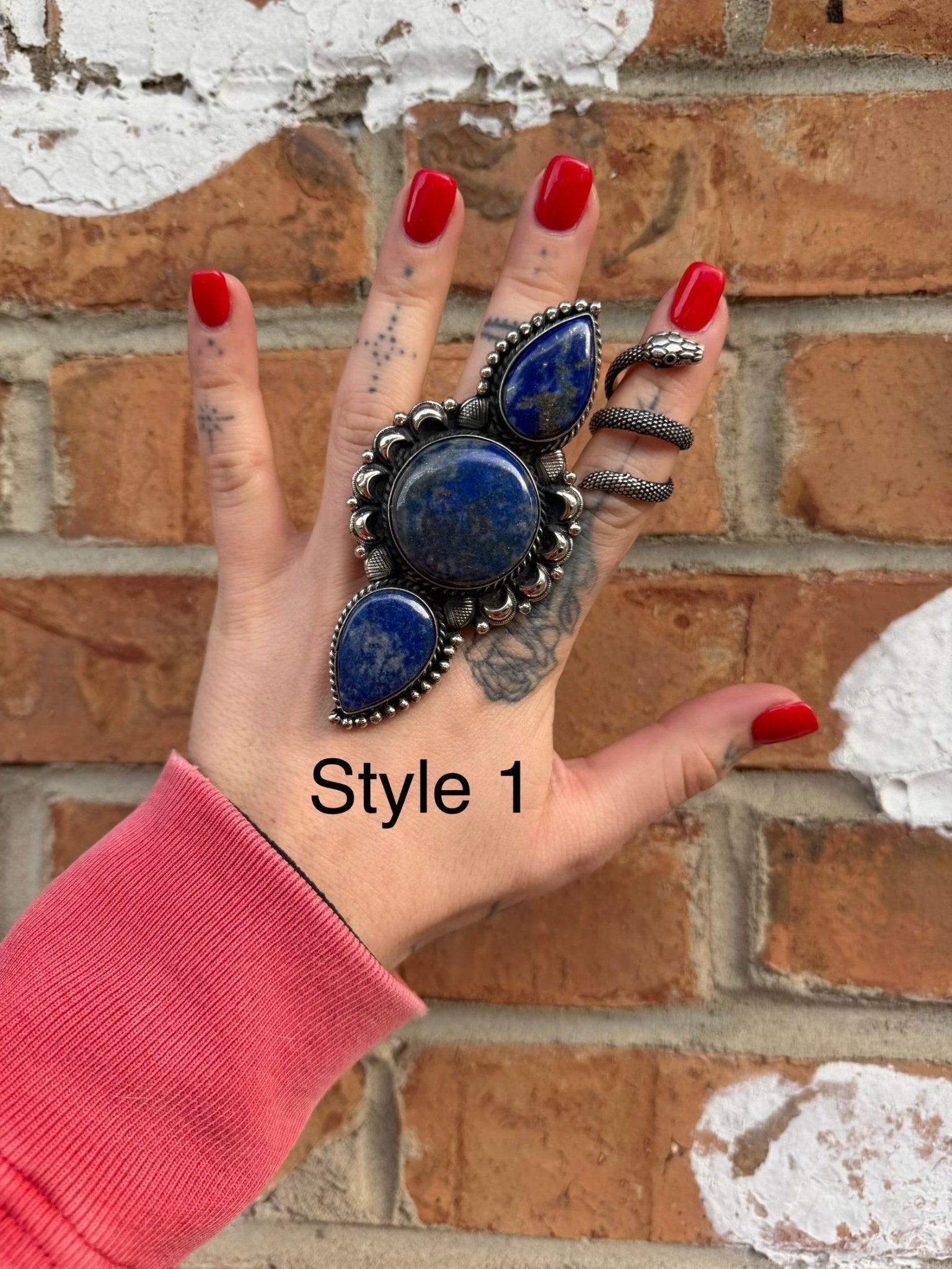 Long Lapis Statement Ring - ivyandlavyboutique ivyandlavyboutique