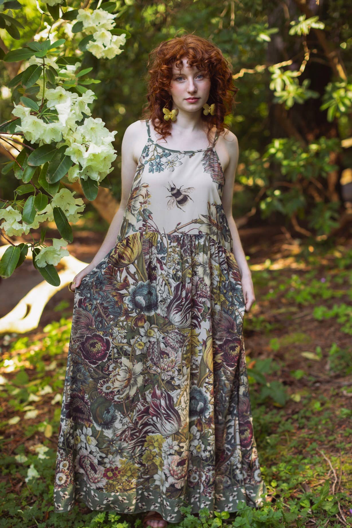 Love Grows Wild Bohéme Slip Dress With Bees - ivyandlavyboutique Market of Stars