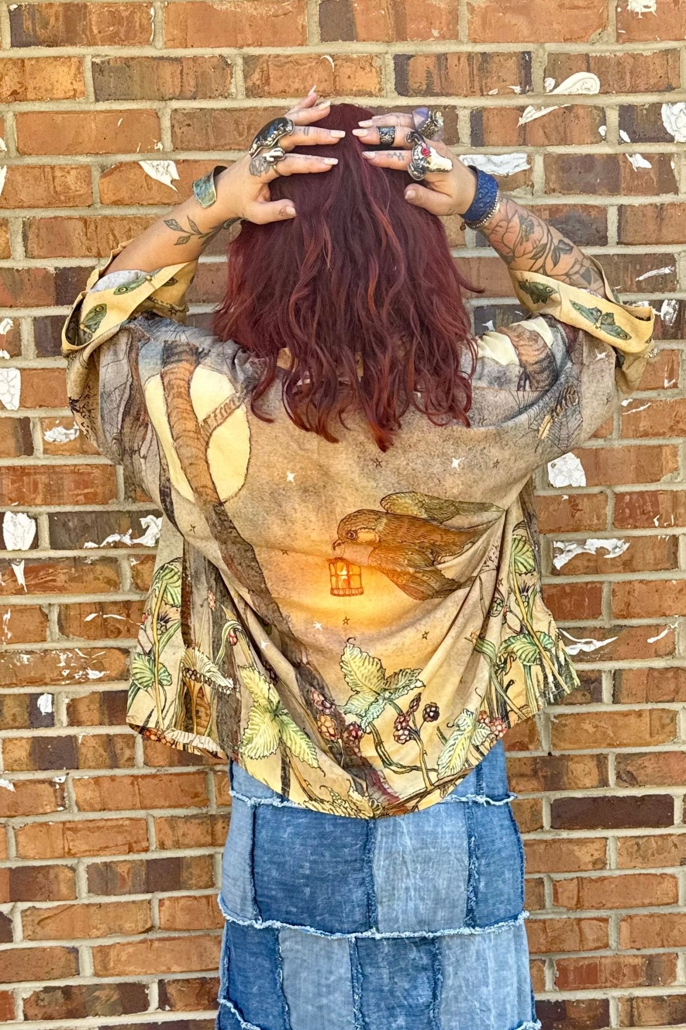Lovelight Pixie Cropped Kimono w/ woodland swallow & stars - ivyandlavyboutique Market of Stars (USA)