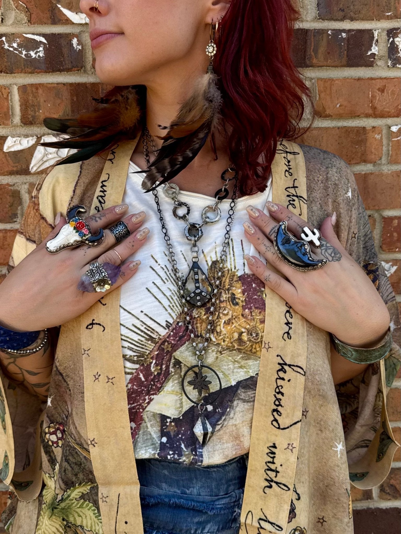 Lovelight Pixie Cropped Kimono w/ woodland swallow & stars - ivyandlavyboutique Market of Stars (USA)