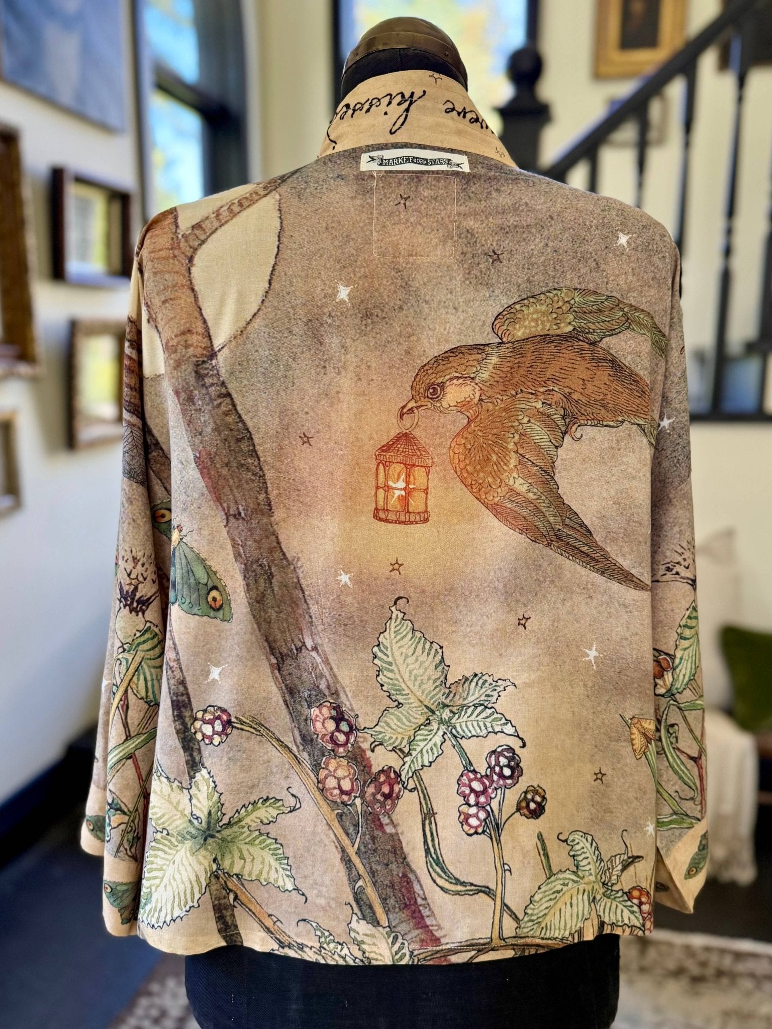 Lovelight Pixie Cropped Kimono w/ woodland swallow & stars - ivyandlavyboutique Market of Stars (USA)