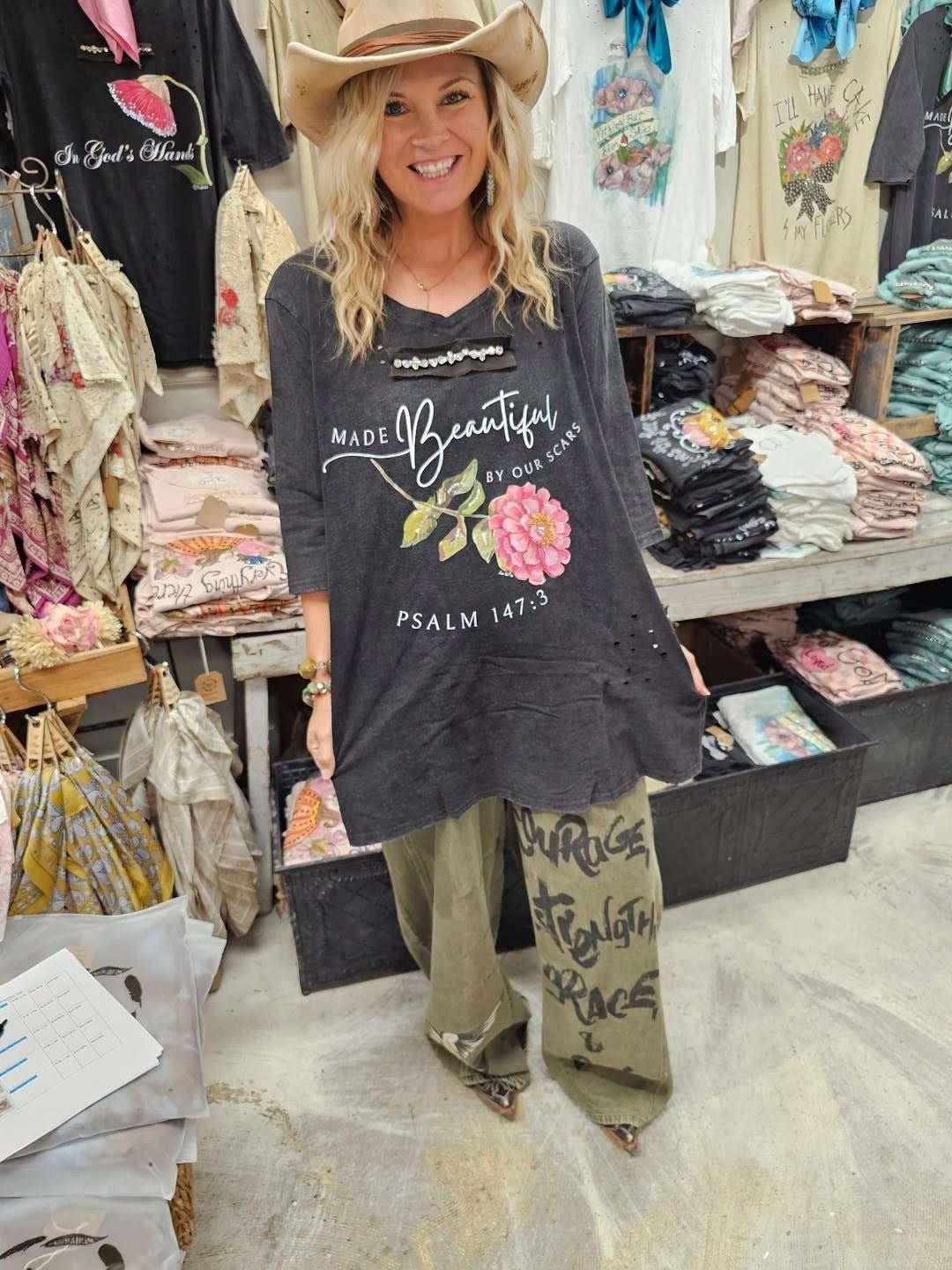 Made Beautiful By Our Scars Top - ivyandlavyboutique A Rare Bird Shop