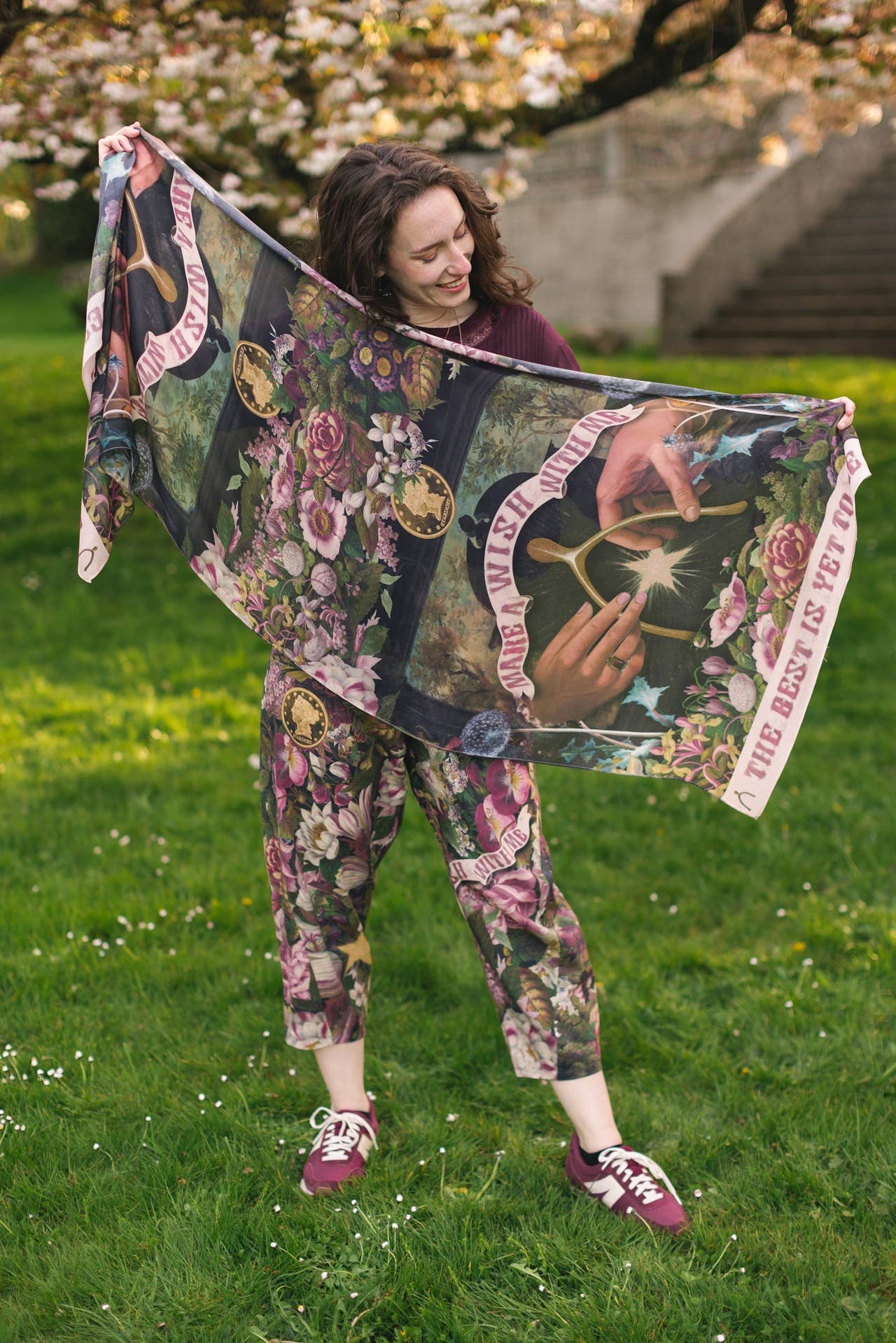 Make A Wish Floral Scarf w/ Wishbone, Dandelion - ivyandlavyboutique Market of Stars