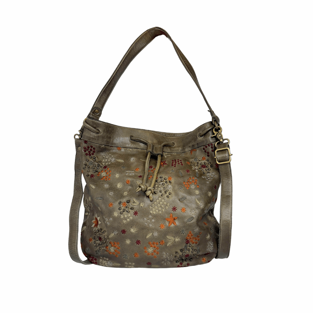 Meadow (LG) Handcrafted Leather Shoulder Bag: Mustard & White by Latico - ivyandlavyboutique Latico Leathers