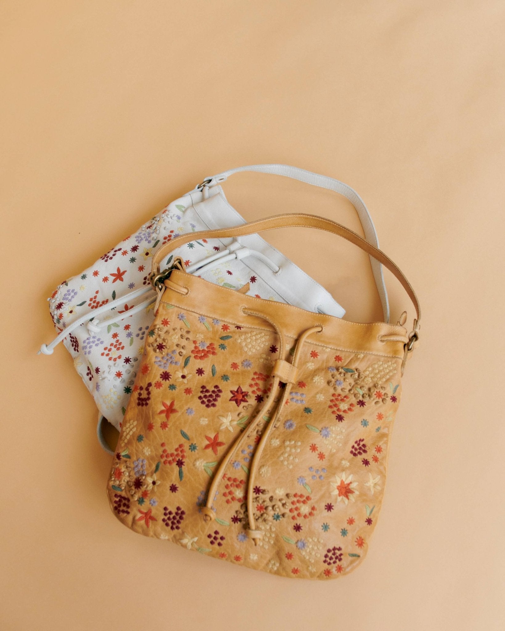 Meadow (LG) Handcrafted Leather Shoulder Bag: Mustard & White by Latico - ivyandlavyboutique Latico Leathers