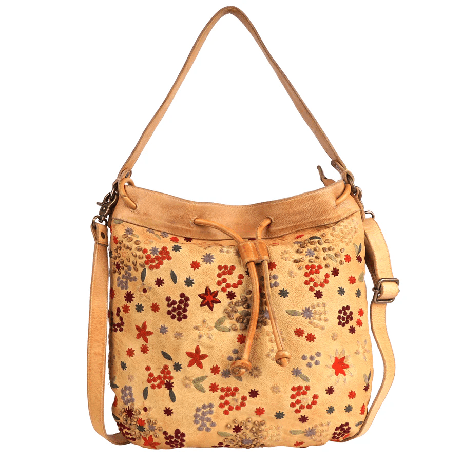 Meadow (LG) Handcrafted Leather Shoulder Bag: Mustard & White by Latico - ivyandlavyboutique Latico Leathers