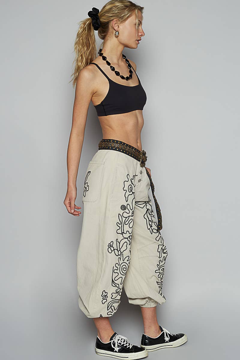Meadow Stitch Twill Joggers Pants - ivyandlavyboutique Pol Clothing