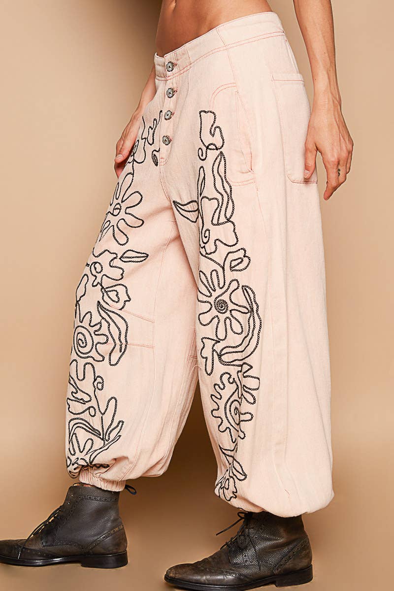 Meadow Stitch Twill Joggers Pants - ivyandlavyboutique Pol Clothing
