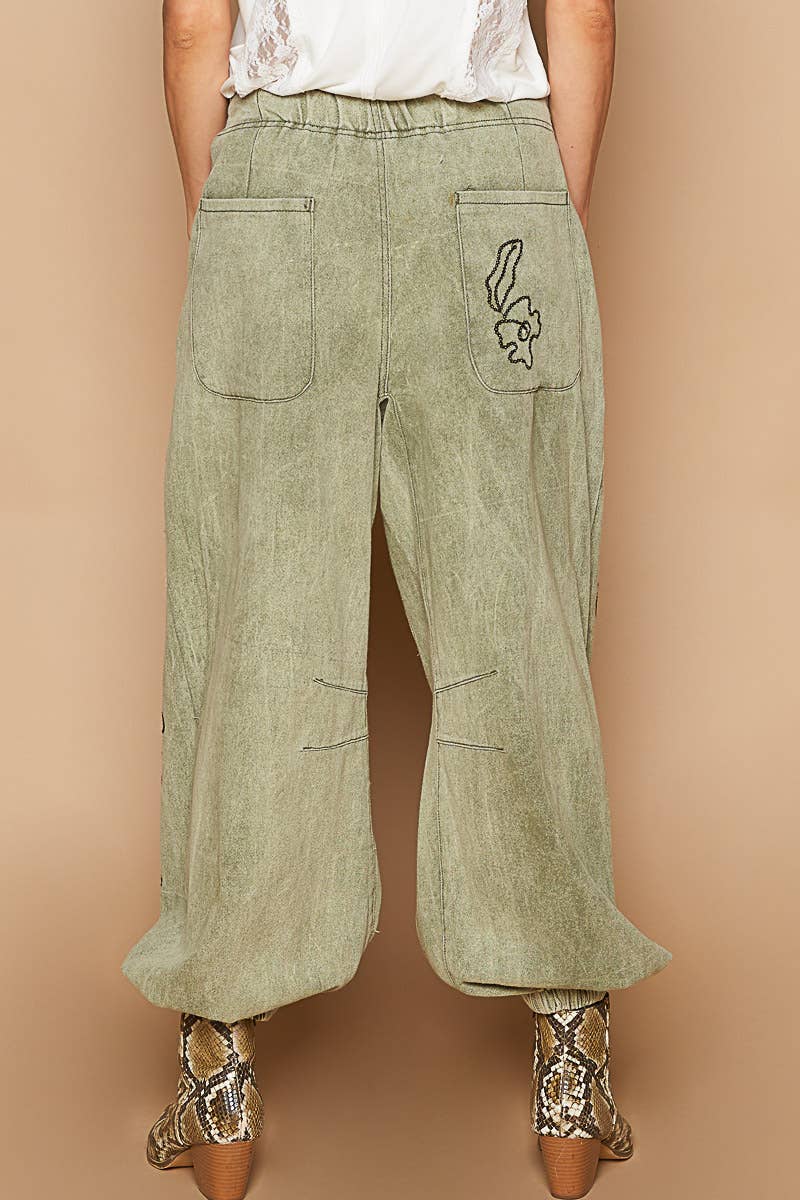 Meadow Stitch Twill Joggers Pants - ivyandlavyboutique Pol Clothing