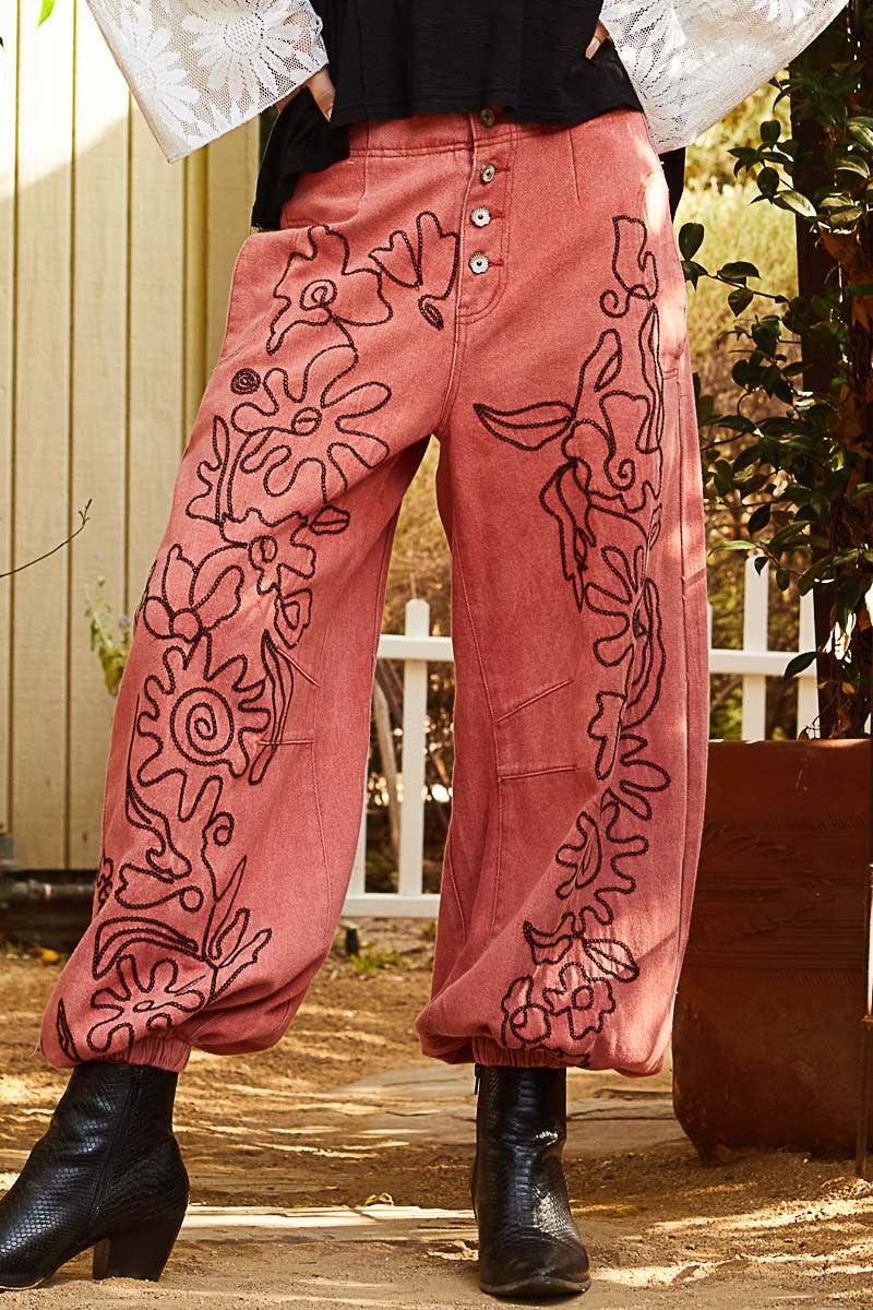 Meadow Stitch Twill Joggers Pants - ivyandlavyboutique Pol Clothing