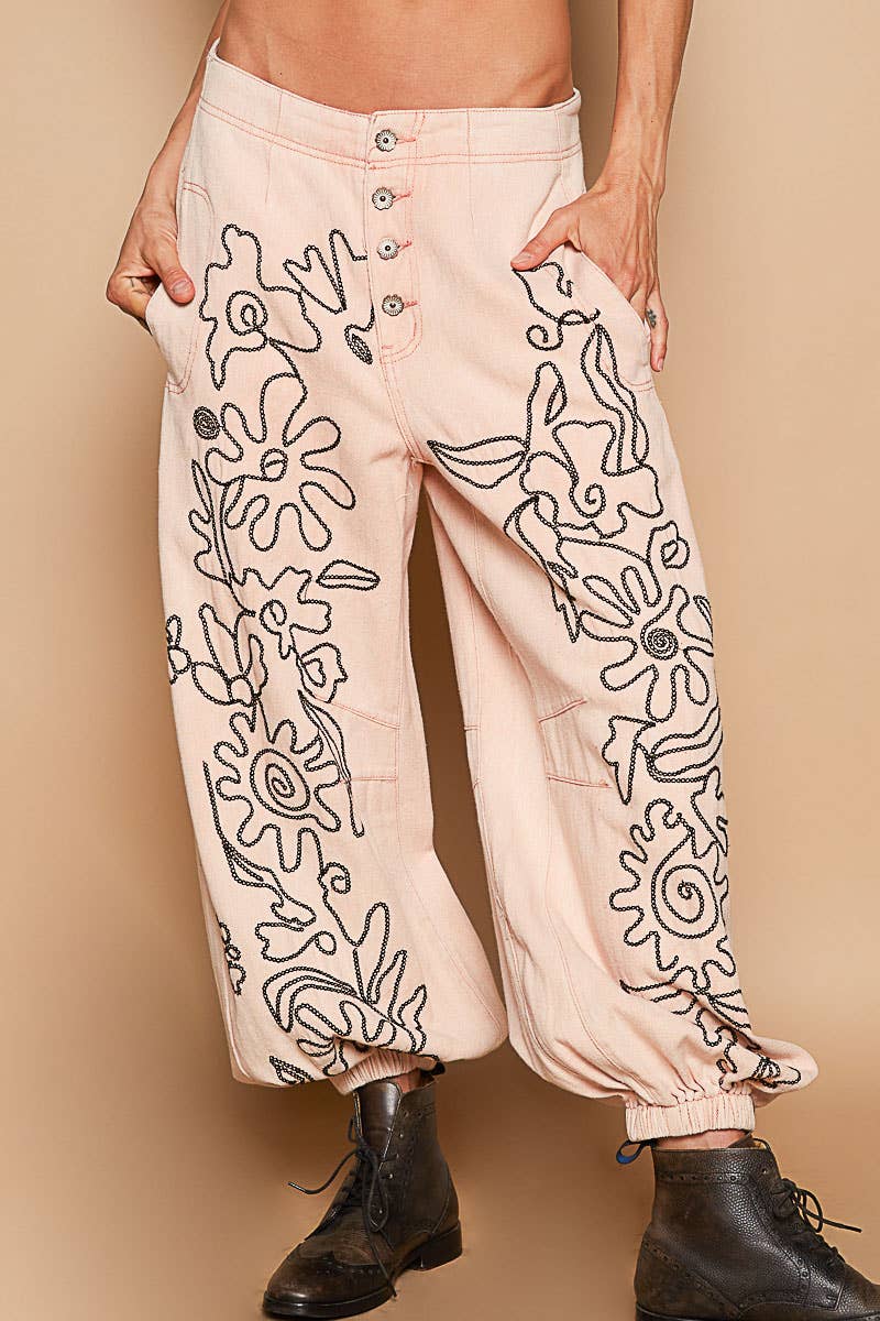 Meadow Stitch Twill Joggers Pants - ivyandlavyboutique Pol Clothing