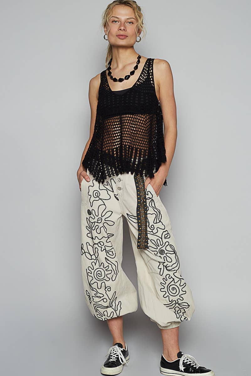 Meadow Stitch Twill Joggers Pants - ivyandlavyboutique Pol Clothing