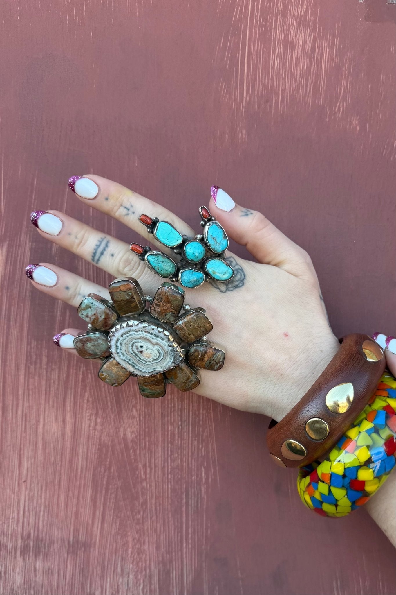 Med Cactus & Flowers Ring - ivyandlavyboutique ivyandlavyboutique