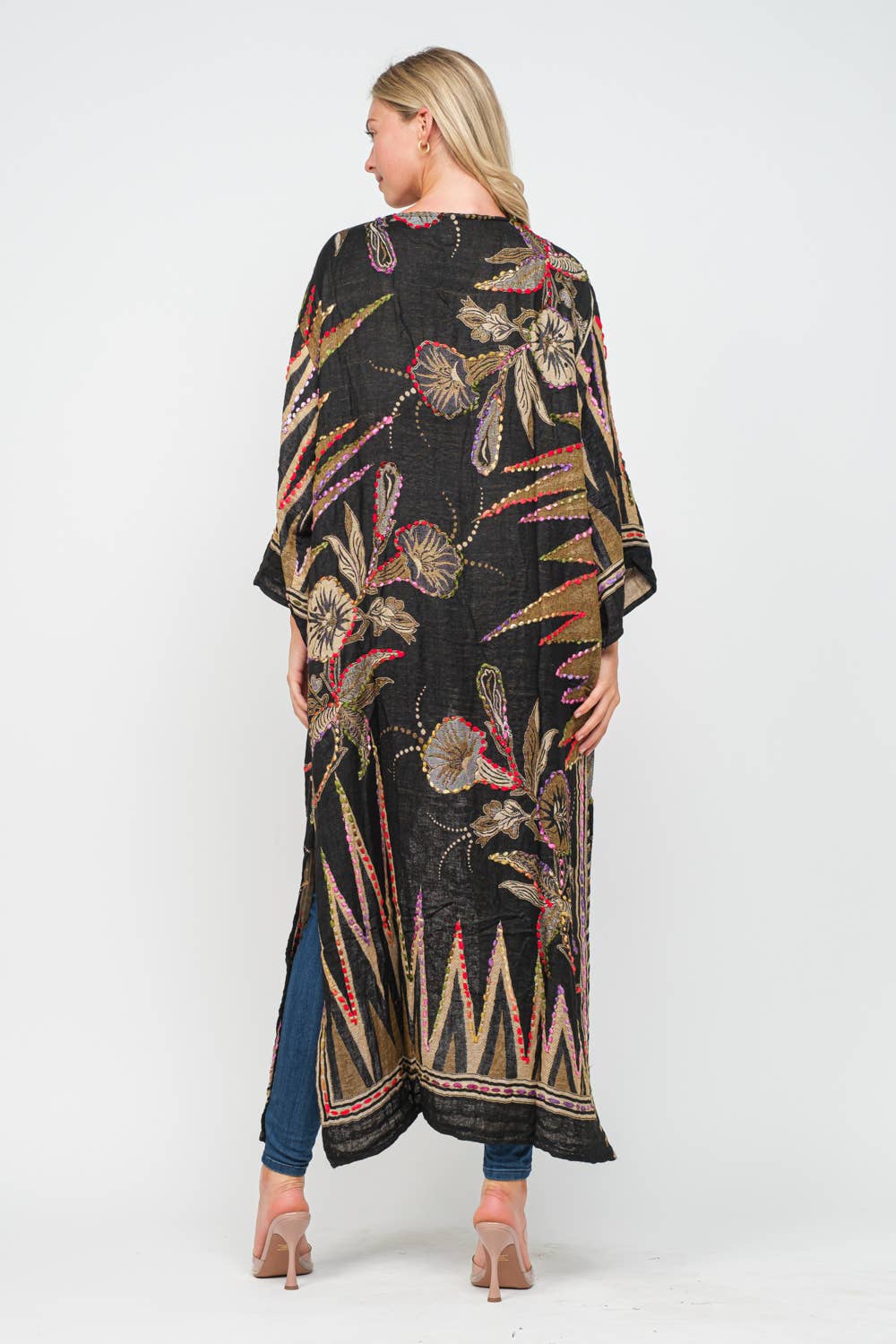 Meghan Black Thick Stitch Duster - ivyandlavyboutique Raj Trading & Imports (USA) Inc.