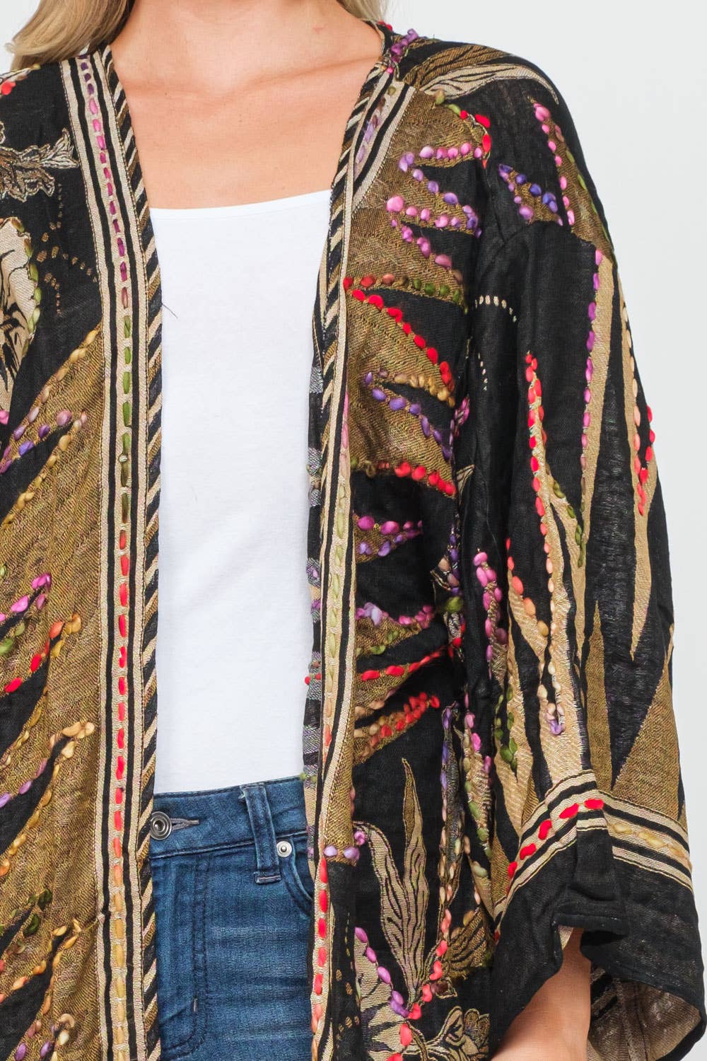 Meghan Black Thick Stitch Duster - ivyandlavyboutique Raj Trading & Imports (USA) Inc.