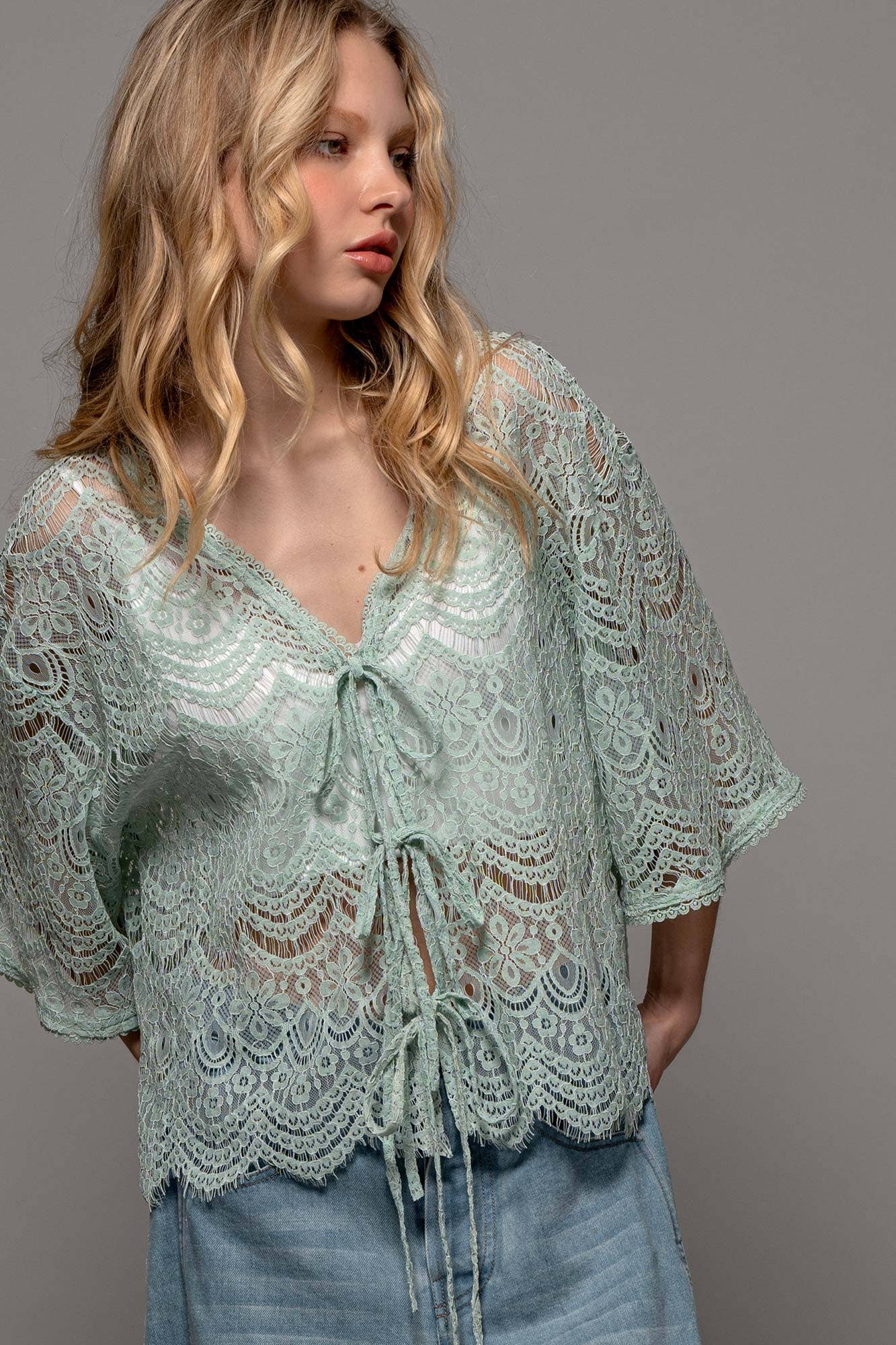 Minted Meadows Lace Top - ivyandlavyboutique Fashion Week