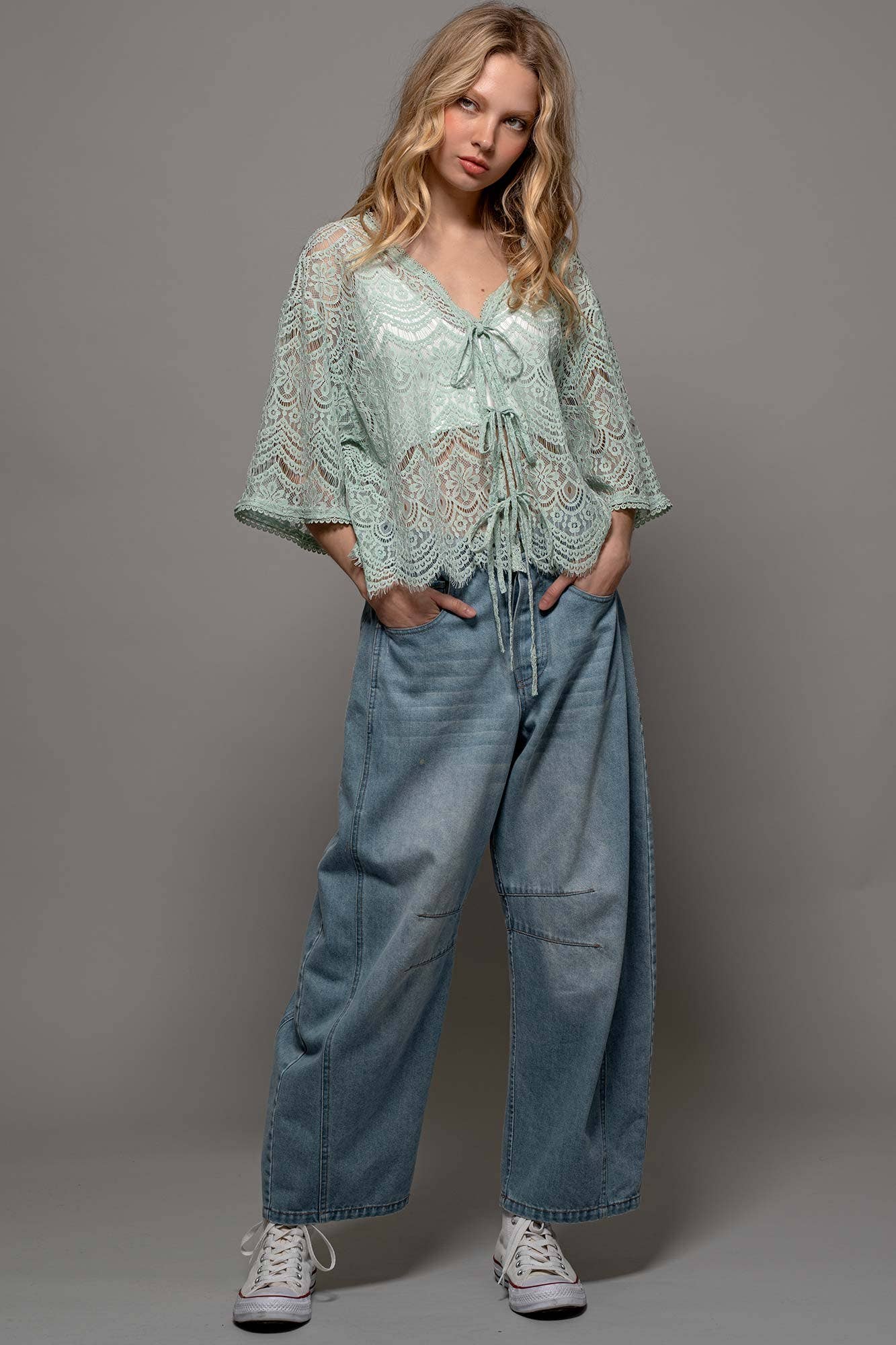 Minted Meadows Lace Top - ivyandlavyboutique Fashion Week