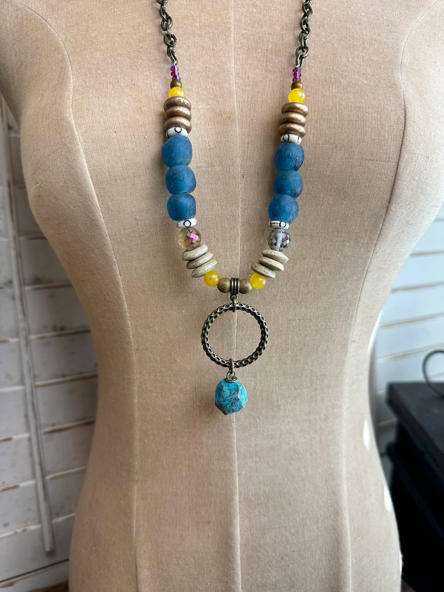 Moody Blue Turquoise Seaglass Necklace - ivyandlavyboutique Scooples Jewelry