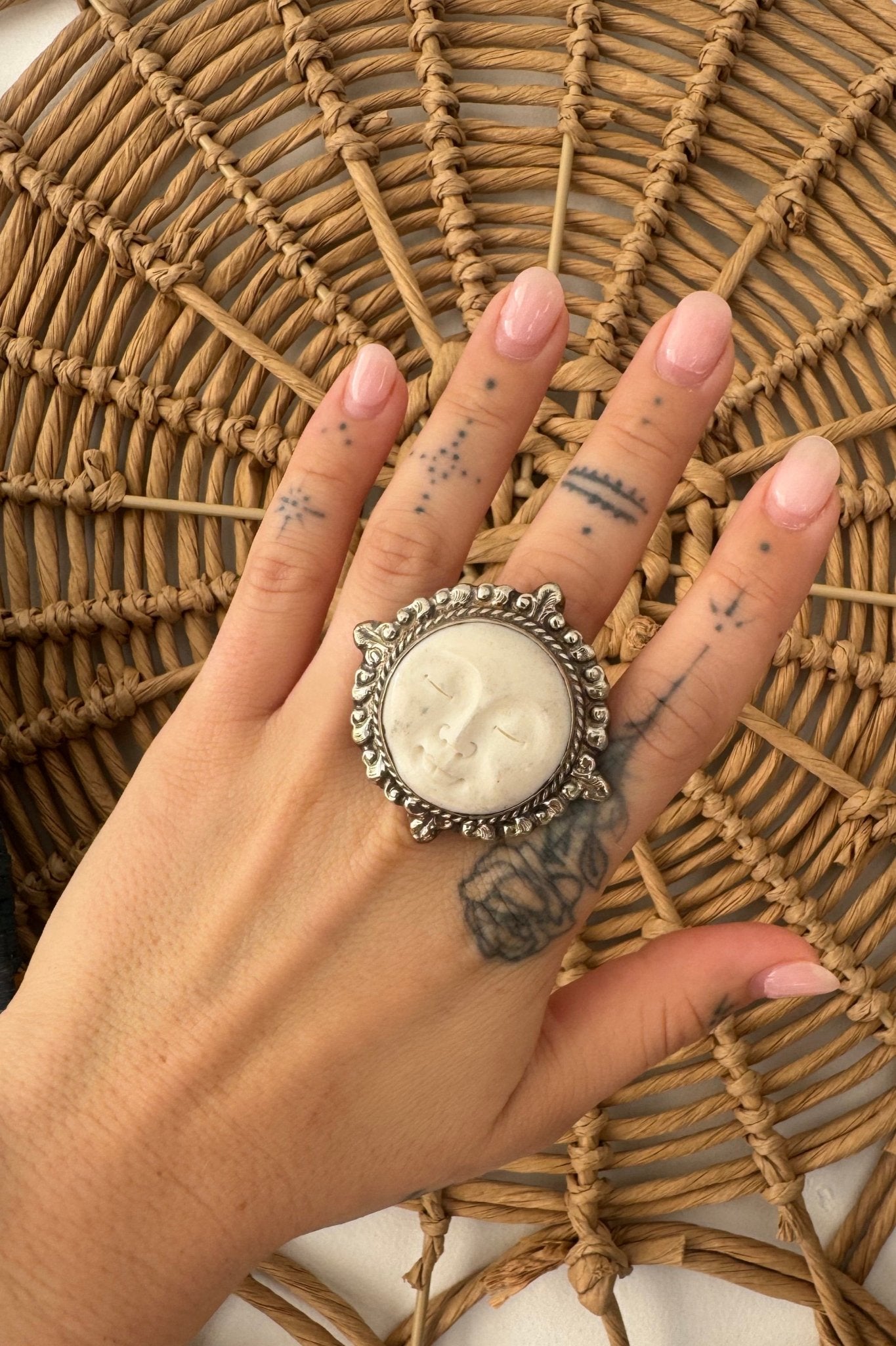 Moon Face Adjustable Ring - ivyandlavyboutique Spirit Lala