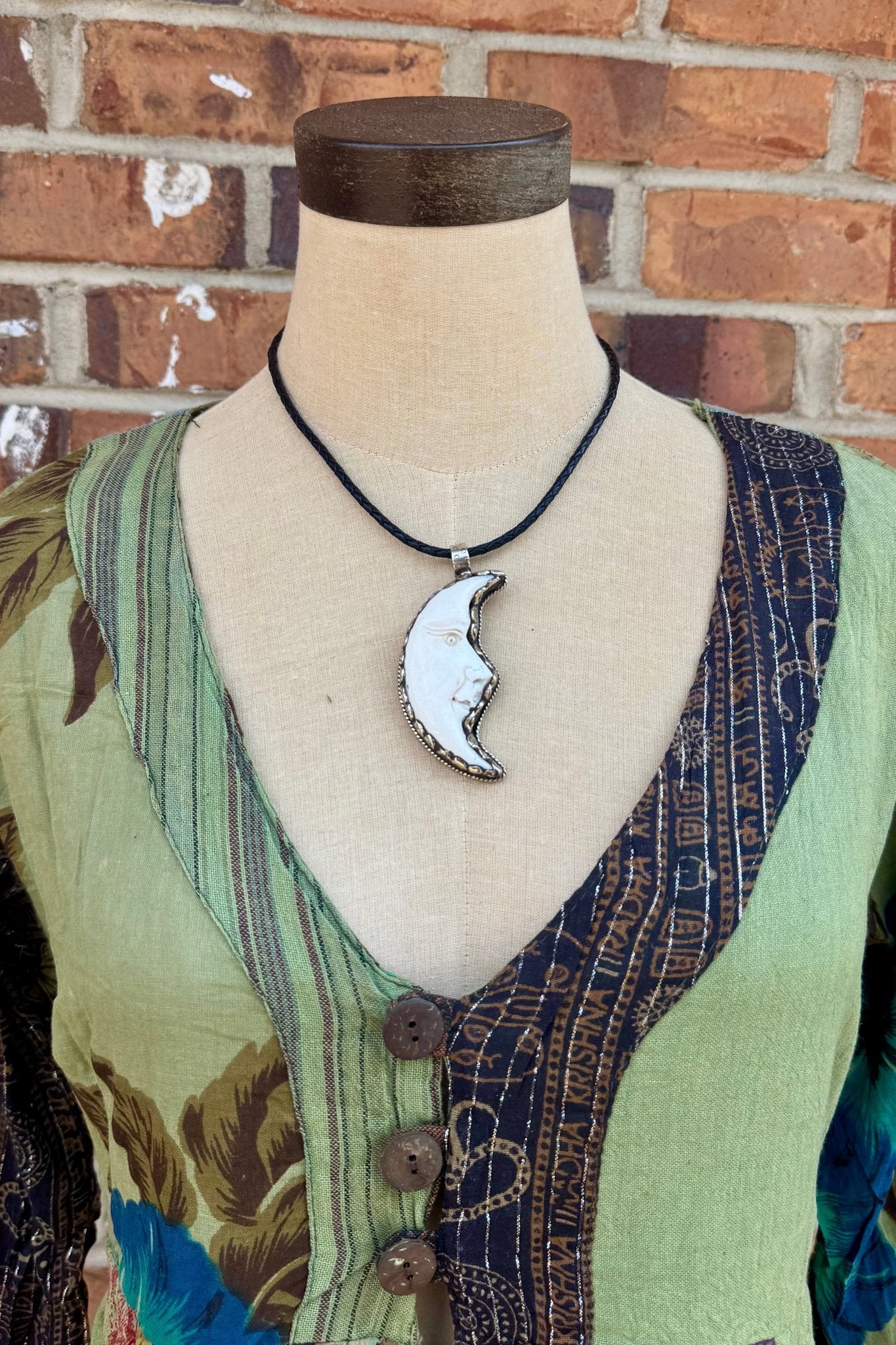 Moon Face Choker on Black Leather - ivyandlavyboutique ivyandlavyboutique