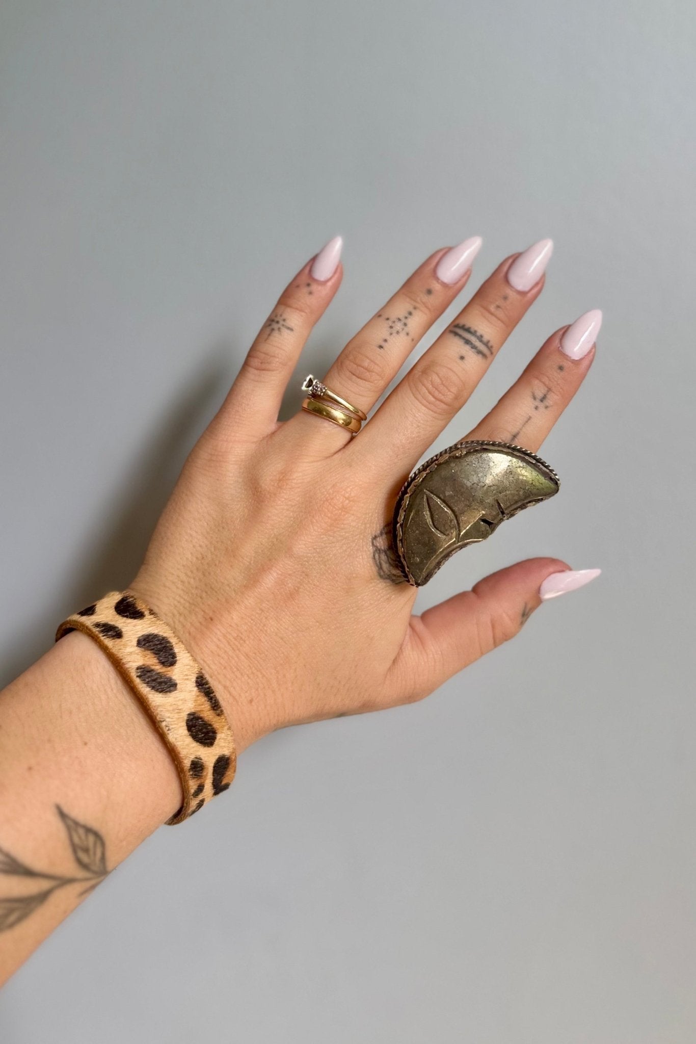 Moon Face in Pyrite Ring - ivyandlavyboutique ivyandlavyboutique