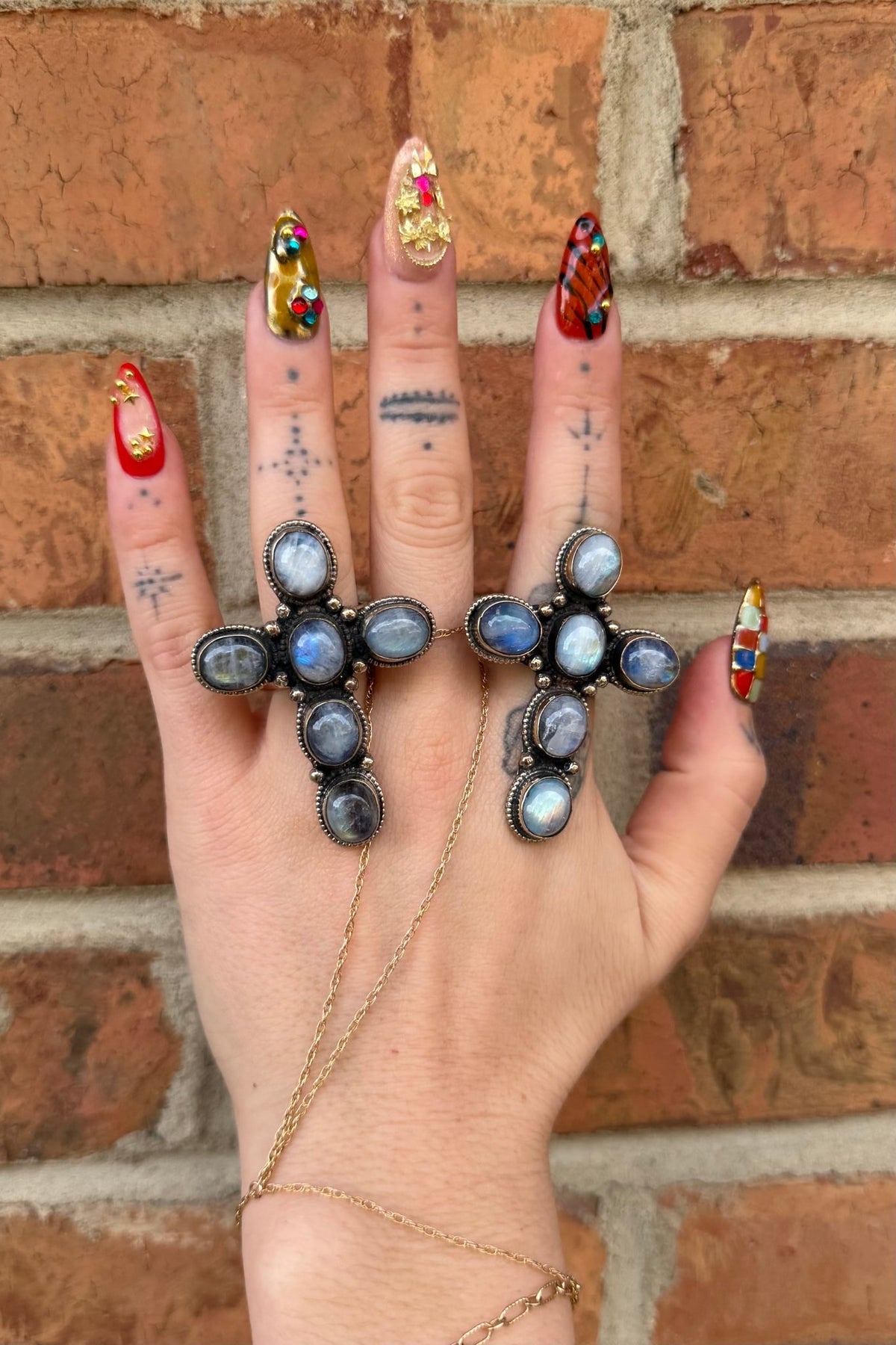 Moonstone Cross Ring - Boho Wanderlust Boutique Boho Wanderlust Boutique