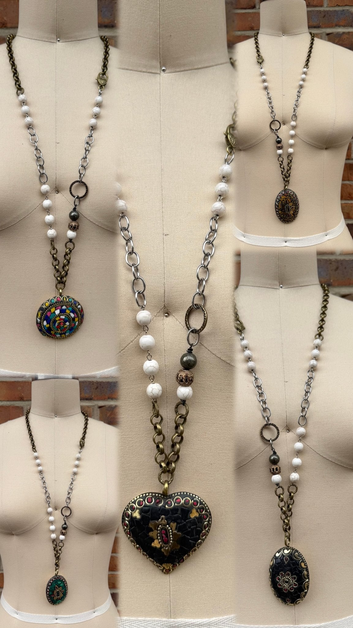 Mosaic Long Drop Statement Necklace - ivyandlavyboutique ivyandlavyboutique