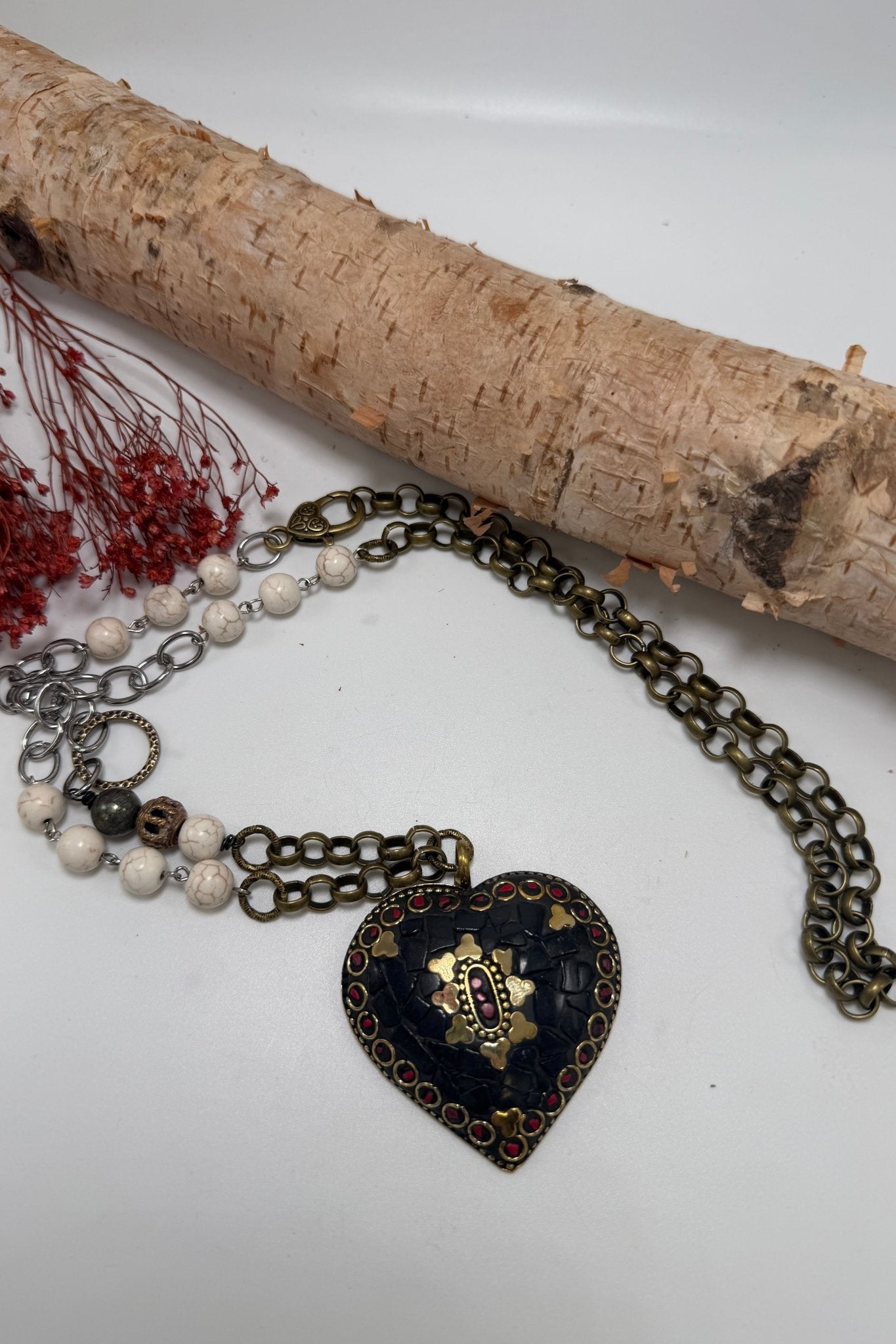 Mosaic Long Drop Statement Necklace - ivyandlavyboutique ivyandlavyboutique