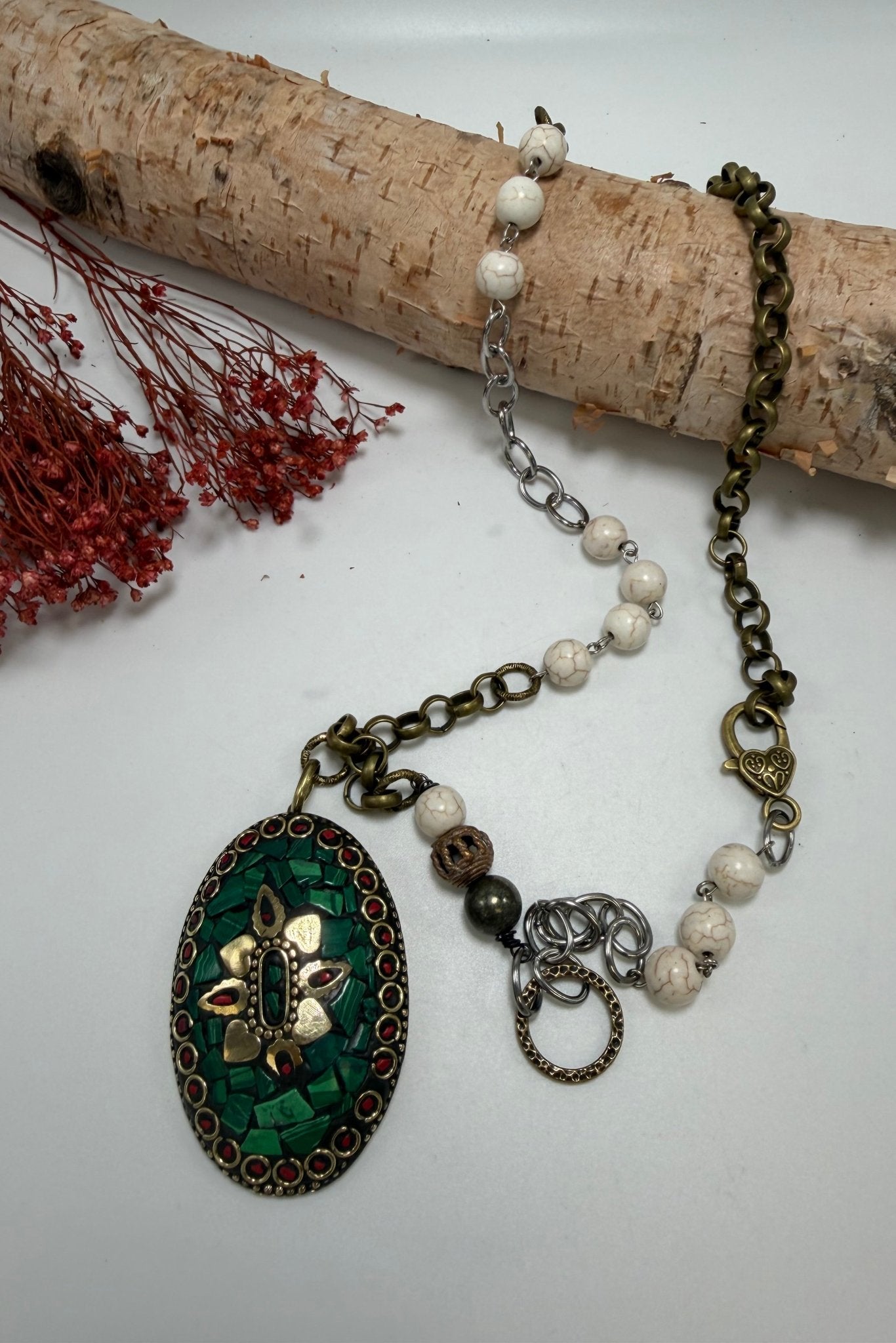 Mosaic Long Drop Statement Necklace - ivyandlavyboutique ivyandlavyboutique