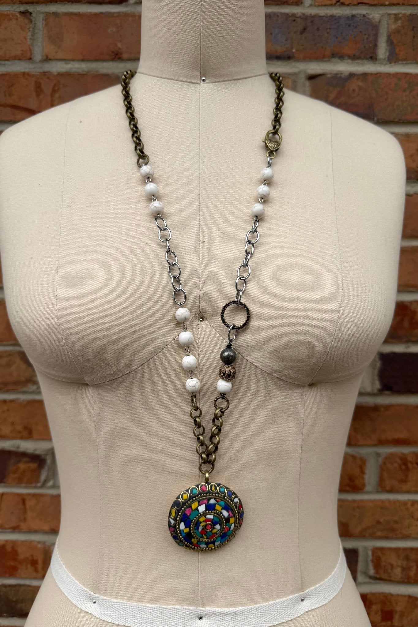 Mosaic Long Drop Statement Necklace - ivyandlavyboutique ivyandlavyboutique
