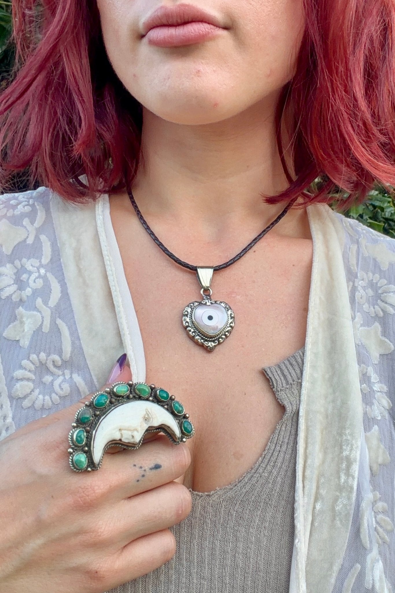 Mother of Pearl Evil Eye Heart Necklace - ivyandlavyboutique ivyandlavyboutique