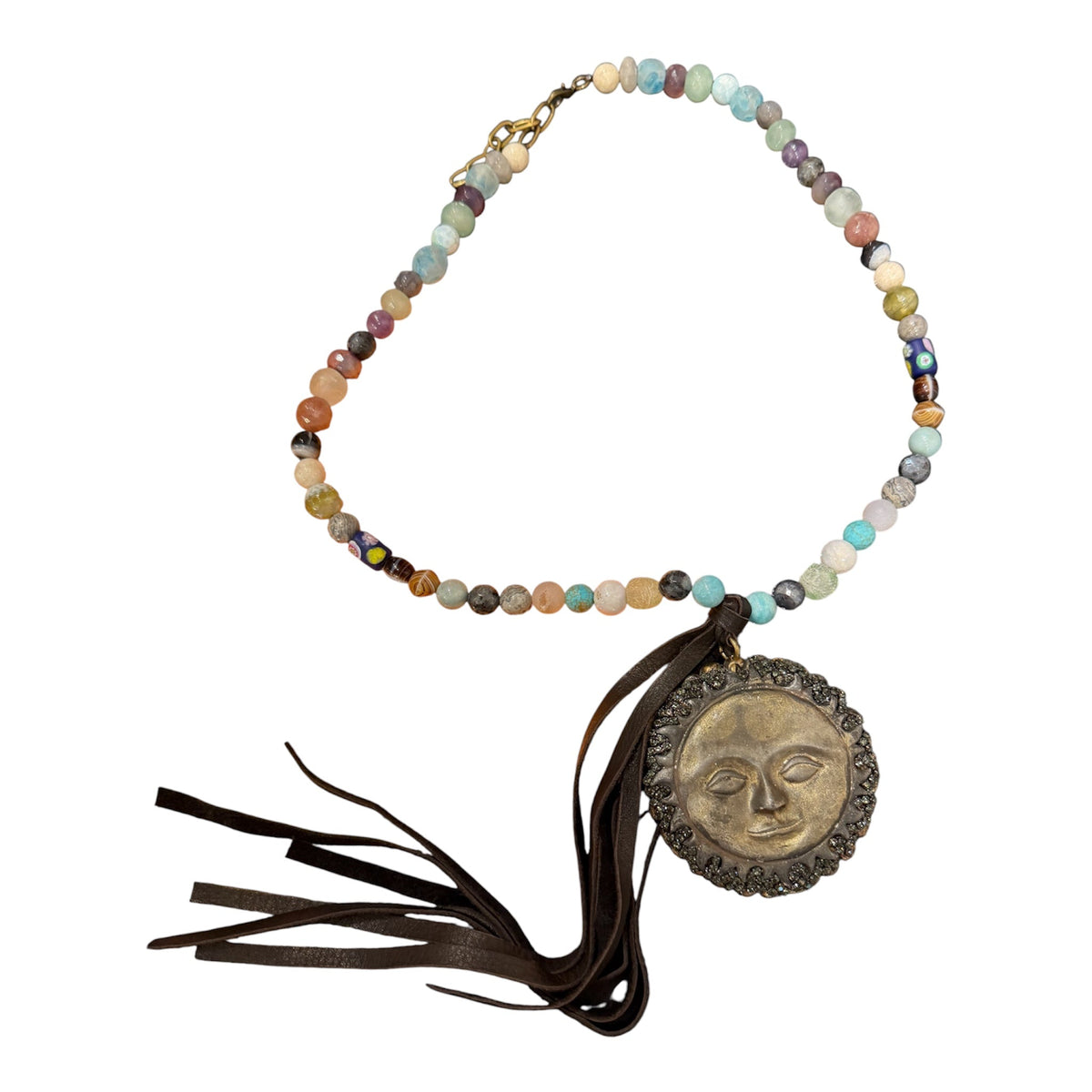Mr.Sun Leather Tassel Beaded Chain Necklace - Boho Wanderlust Boutique Jaded Gypsy