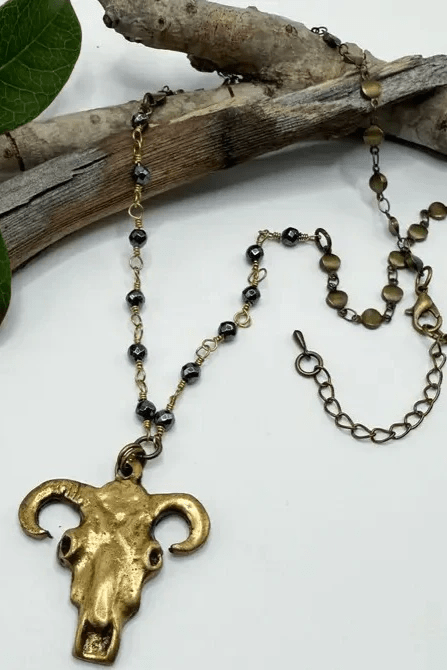 Multi Chain Brass Skull Necklace - ivyandlavyboutique Spirit Lala