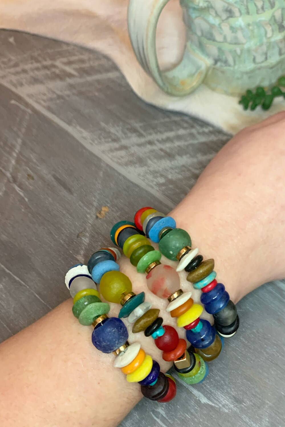 Multi Sea Glass Stretchy Bracelet - ivyandlavyboutique Scooples Jewelry