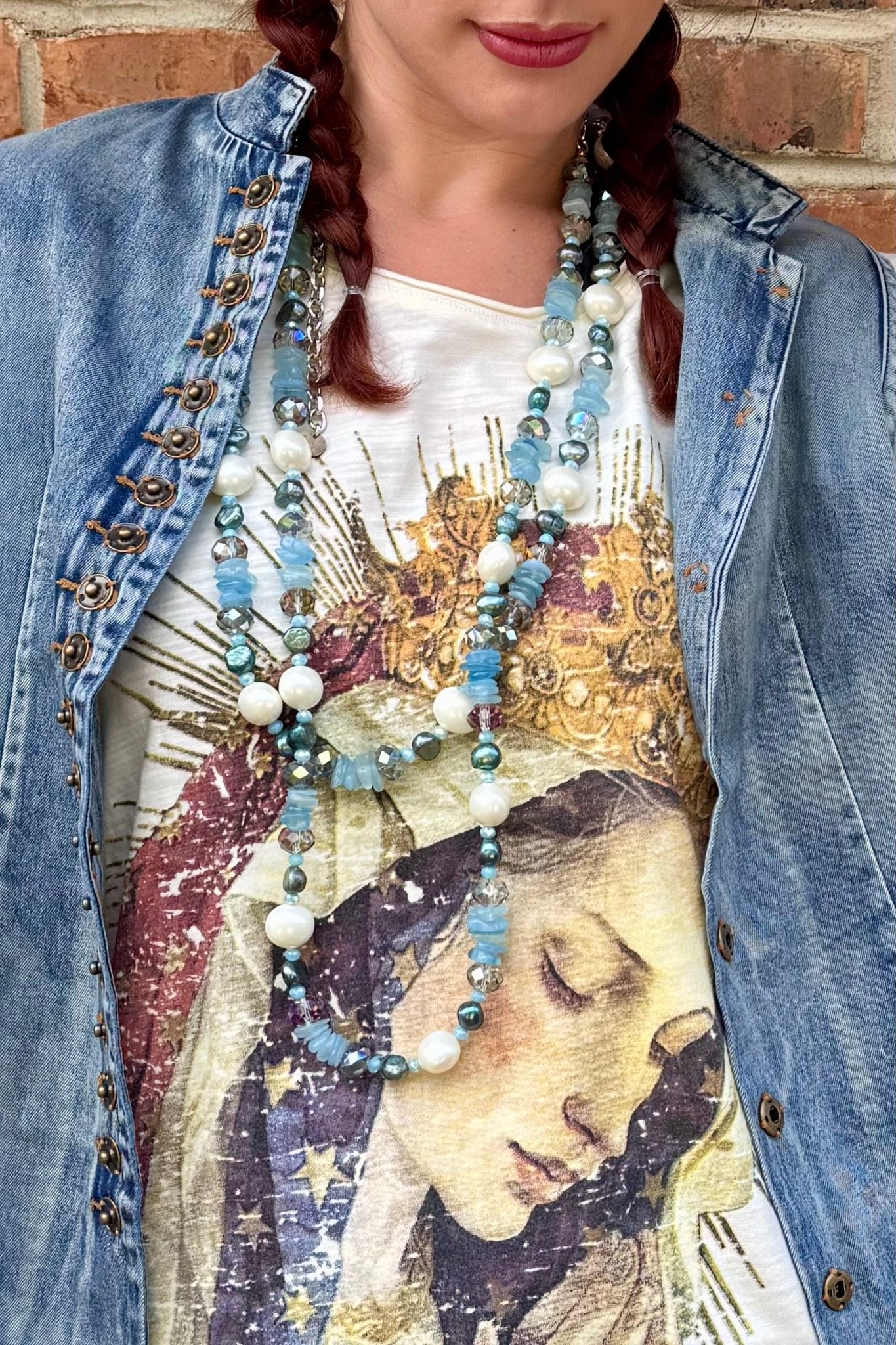 Multi Sky blue/Pearl Necklace - ivyandlavyboutique A Rare Bird Shop