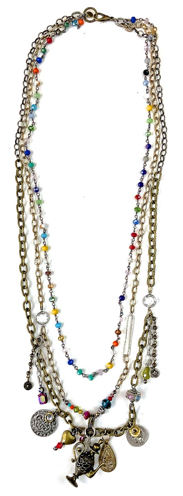 Multi Strand w/ Rosaried & Coins Necklace - ivyandlavyboutique Lost & Found Trading