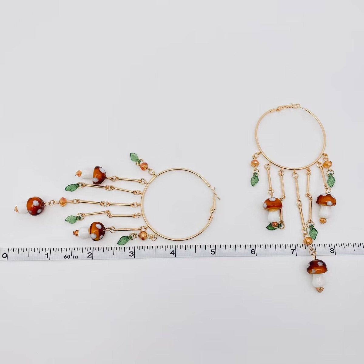 Mushroom Charm Tassel Large Ring Hoop Earrings - ivyandlavyboutique Mio Queena
