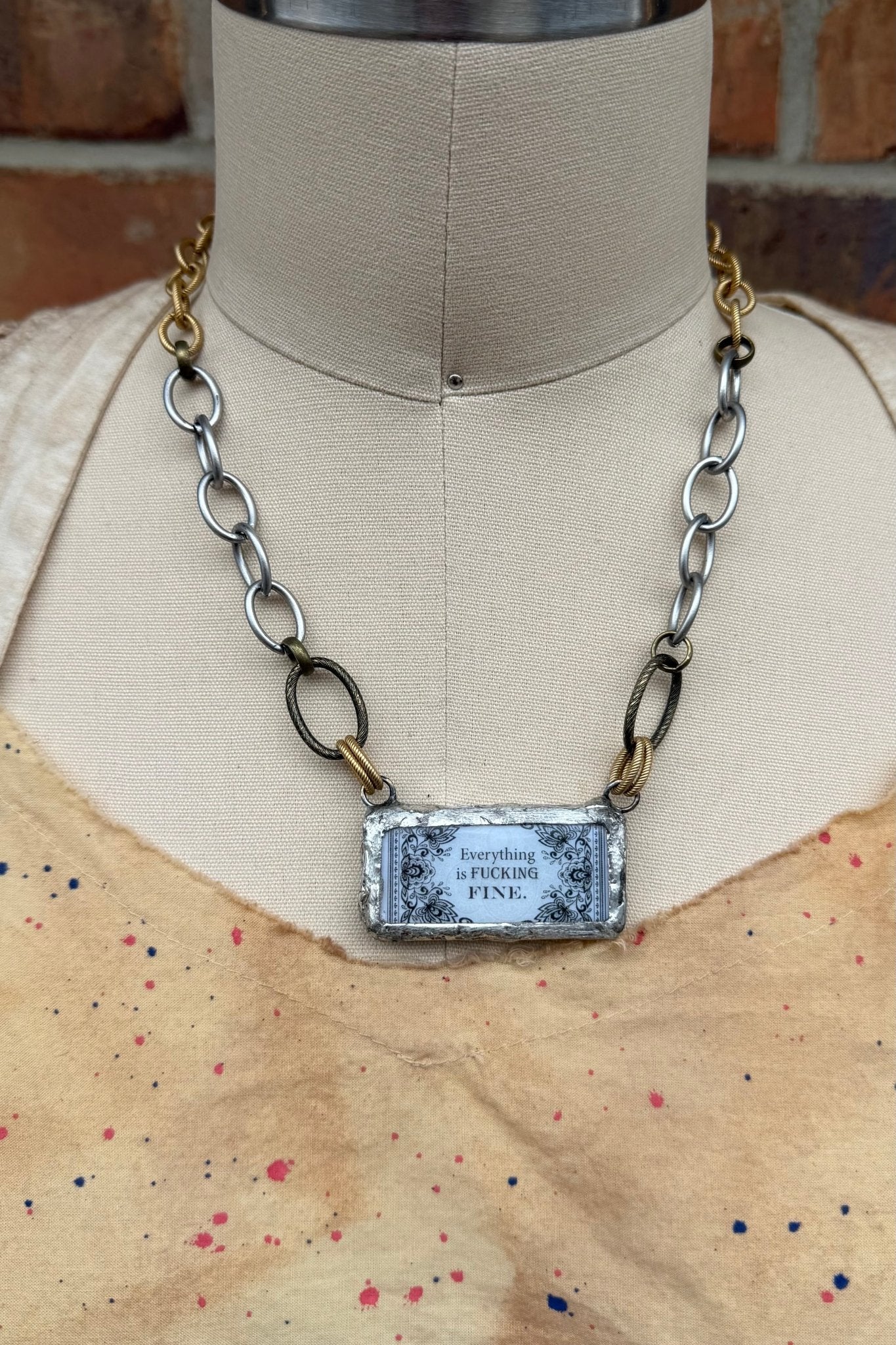 Naughty Sayings Domino Necklace - Snake Eyes - ivyandlavyboutique ivyandlavyboutique
