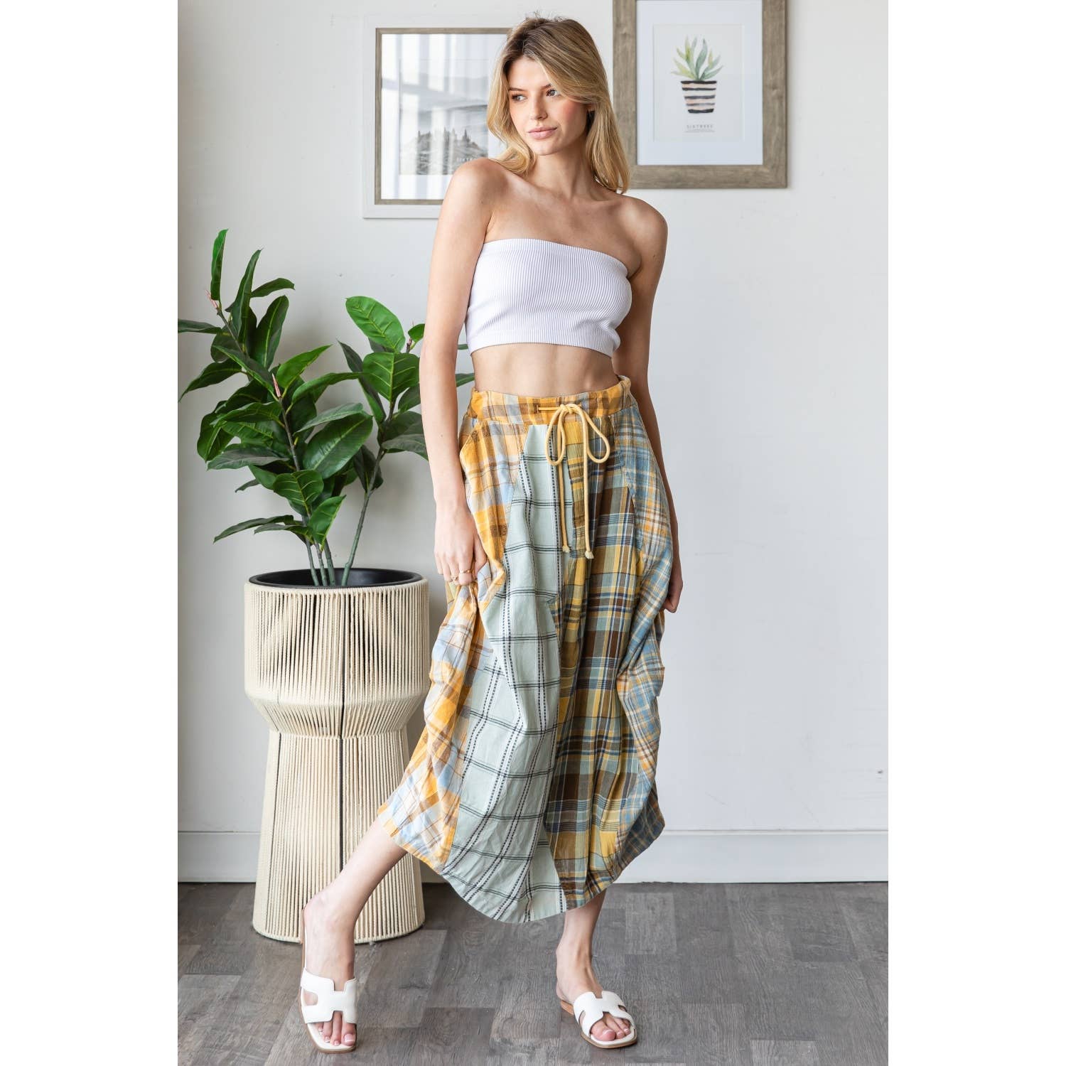 New School Plaid Bubble Midi Skirt - ivyandlavyboutique Oli&Hali