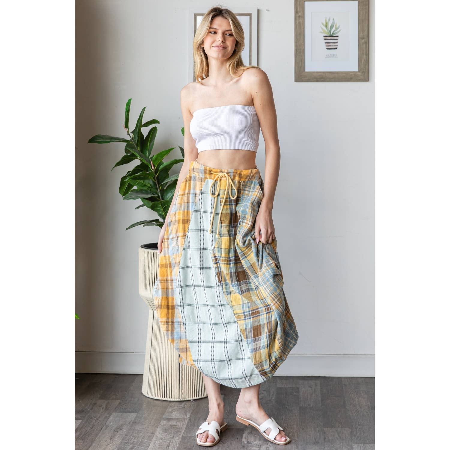 New School Plaid Bubble Midi Skirt - ivyandlavyboutique Oli&Hali